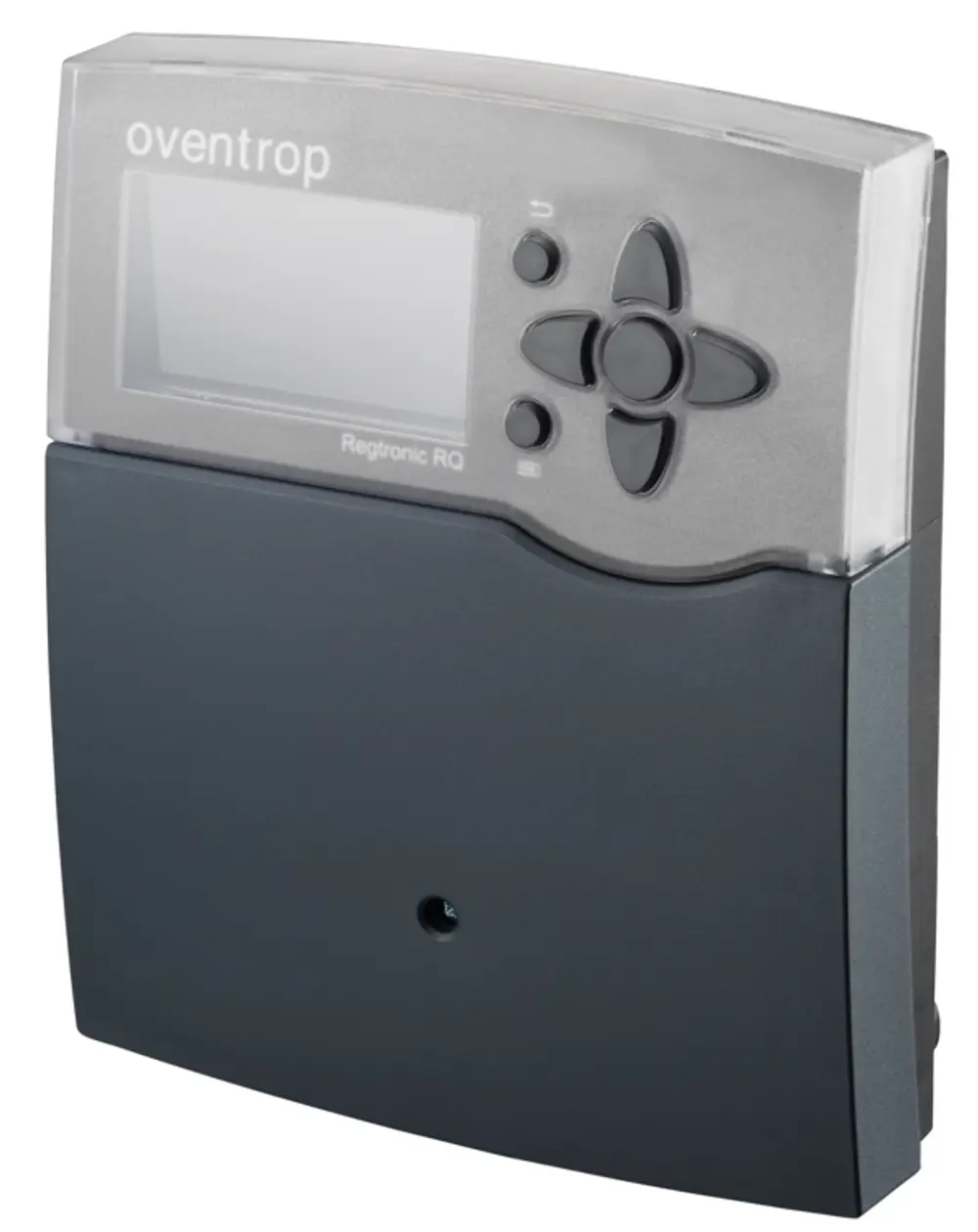 Oventrop Regler mit einem klaren Display und Bedientasten, geeignet zur Steuerung von Heizsystemen. Das Gerät hat ein kompaktes und funktionales Design.